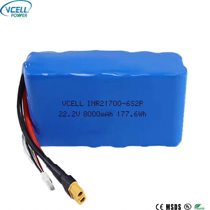 22.2V 8000mAh 21700 লিথিয়াম আয়ন ব্যাটারি