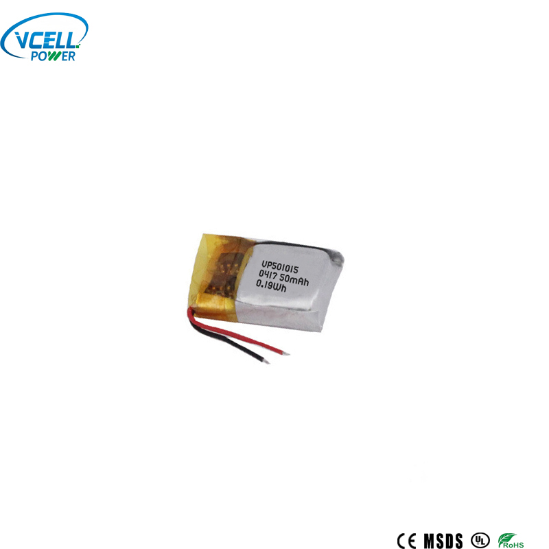 3.7V 501015 50mAh মিনি লিথিয়াম পলিমার ব্যাটারি