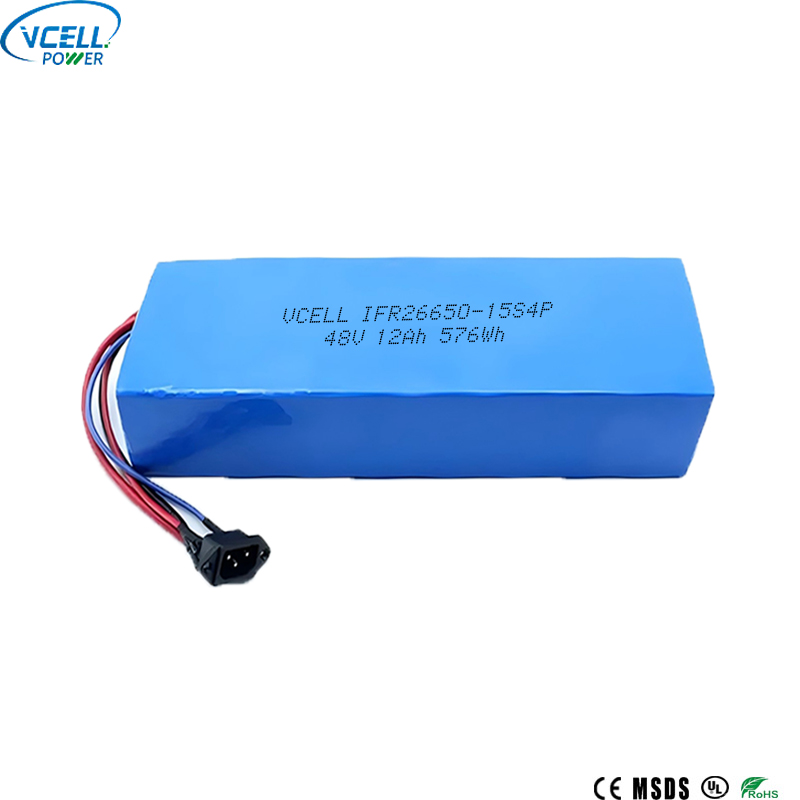 48V 12Ah 26650 Ebike LiFePO4 ব্যাটারি প্যাক