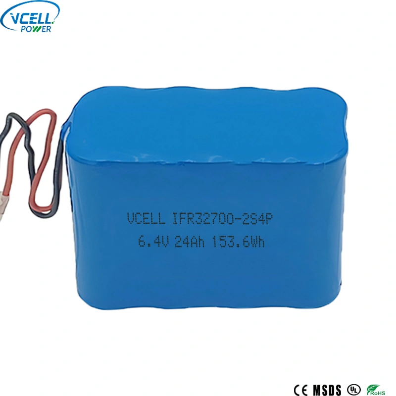6.4V 24Ah LiFePO4 রিচার্জেবল ব্যাটারি প্যাক